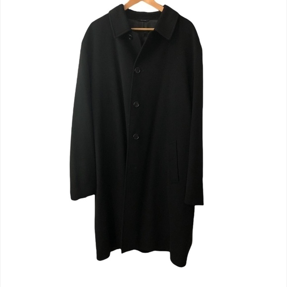 LORO PIANA BROOKS BROTHERS Long Overcoat Men's 48L Black 100% Wool Storm System - Picture 4 of 13